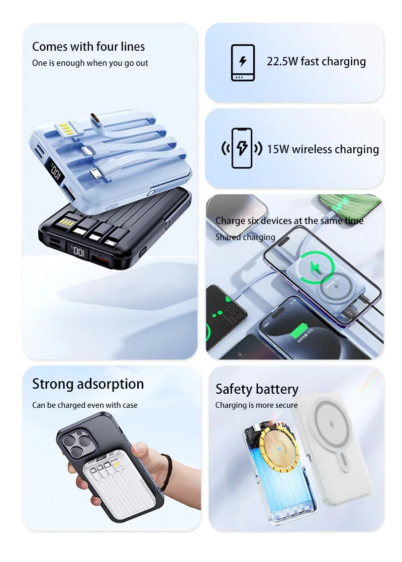 Magnetic Wireless Charger Power Bank with Phone Holder